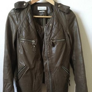 Isabel Marant Kady Leather Jacket S Army Green